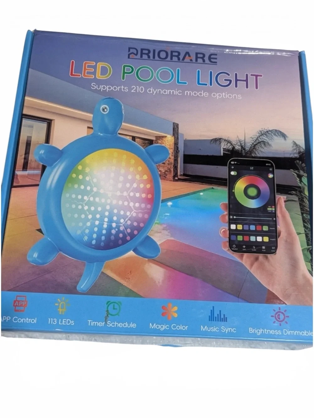 PRIORARE Bluetooth LED Pool
Light Turtle RGB Waterproof App
Control - Picture 1 of 4
